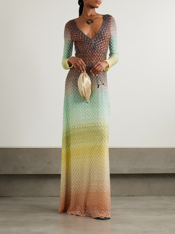 Missoni Dégradé metallic crochet-knit maxi dress