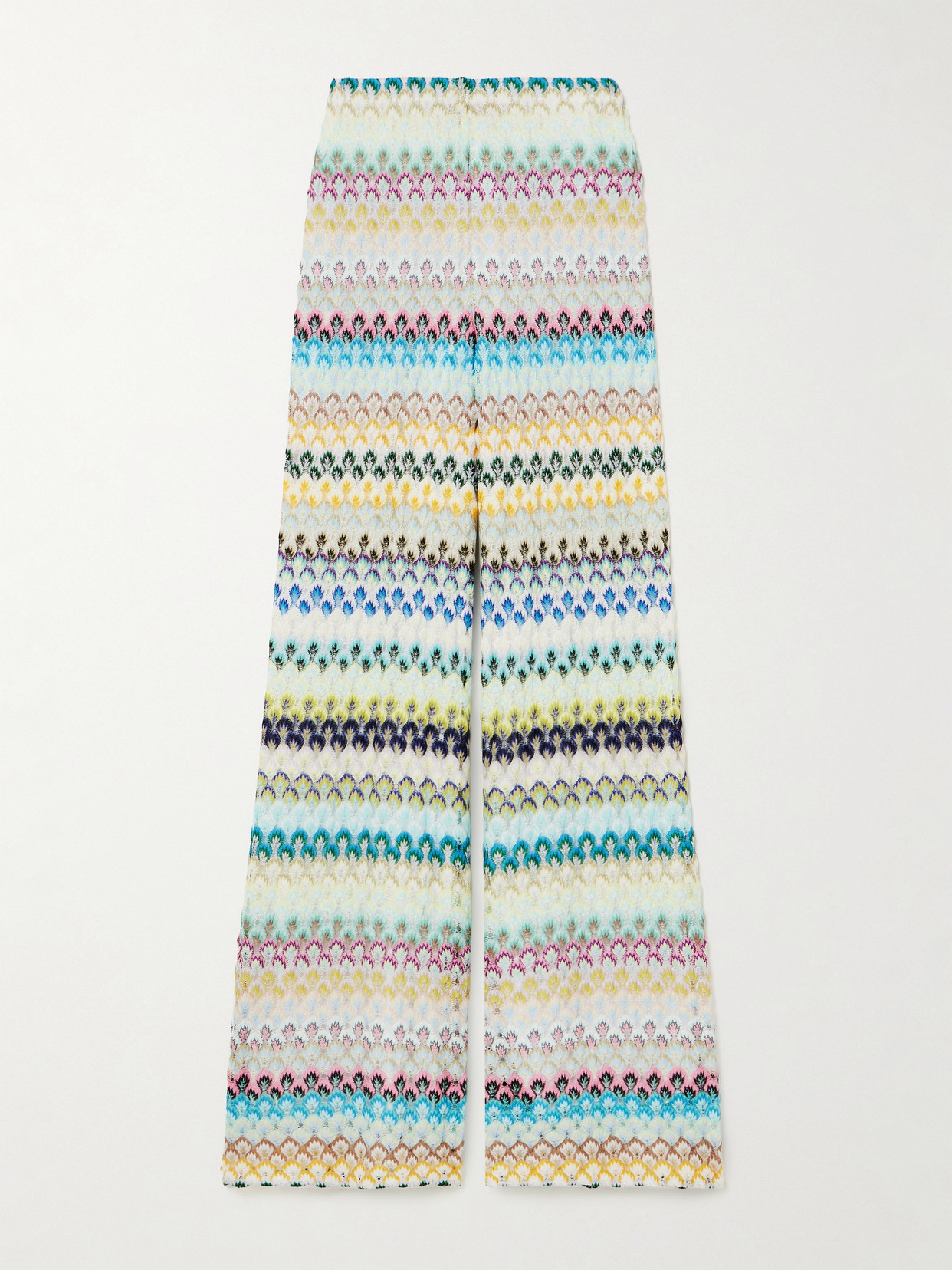 Missoni Zigzag-intarsia Wide-leg Open-knit Trousers In Multi