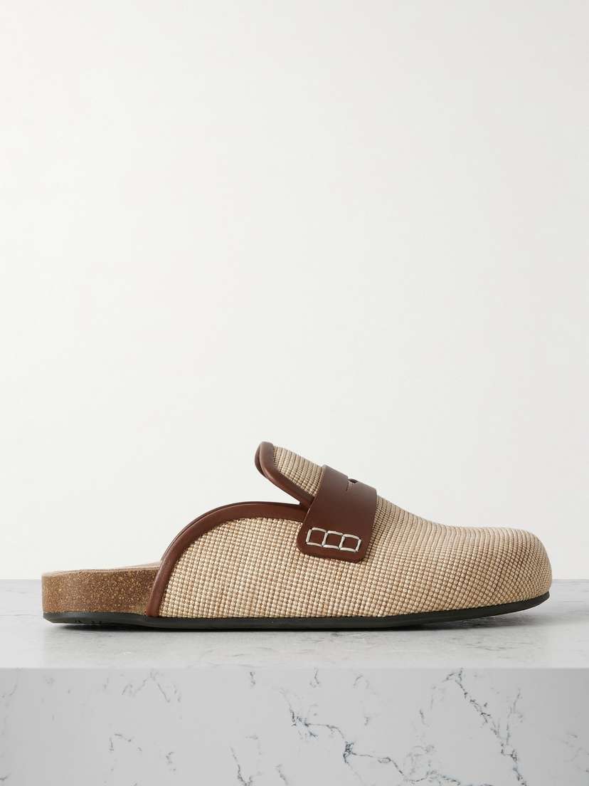 JW Anderson Leather-trimmed Textured-canvas Clogs