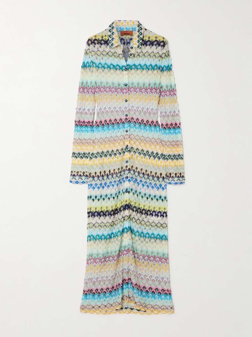 Missoni Crochet-knit Maxi Shirt Dress