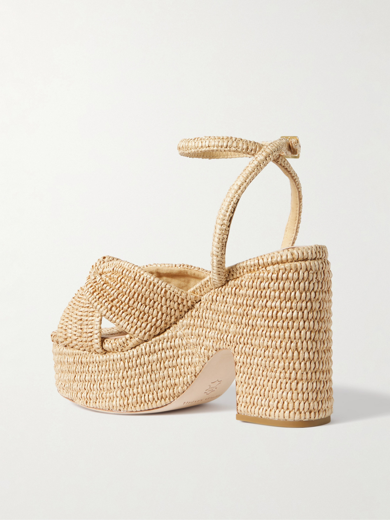 Shop Loeffler Randall Liza Raffia Platform Sandals In Neutrals