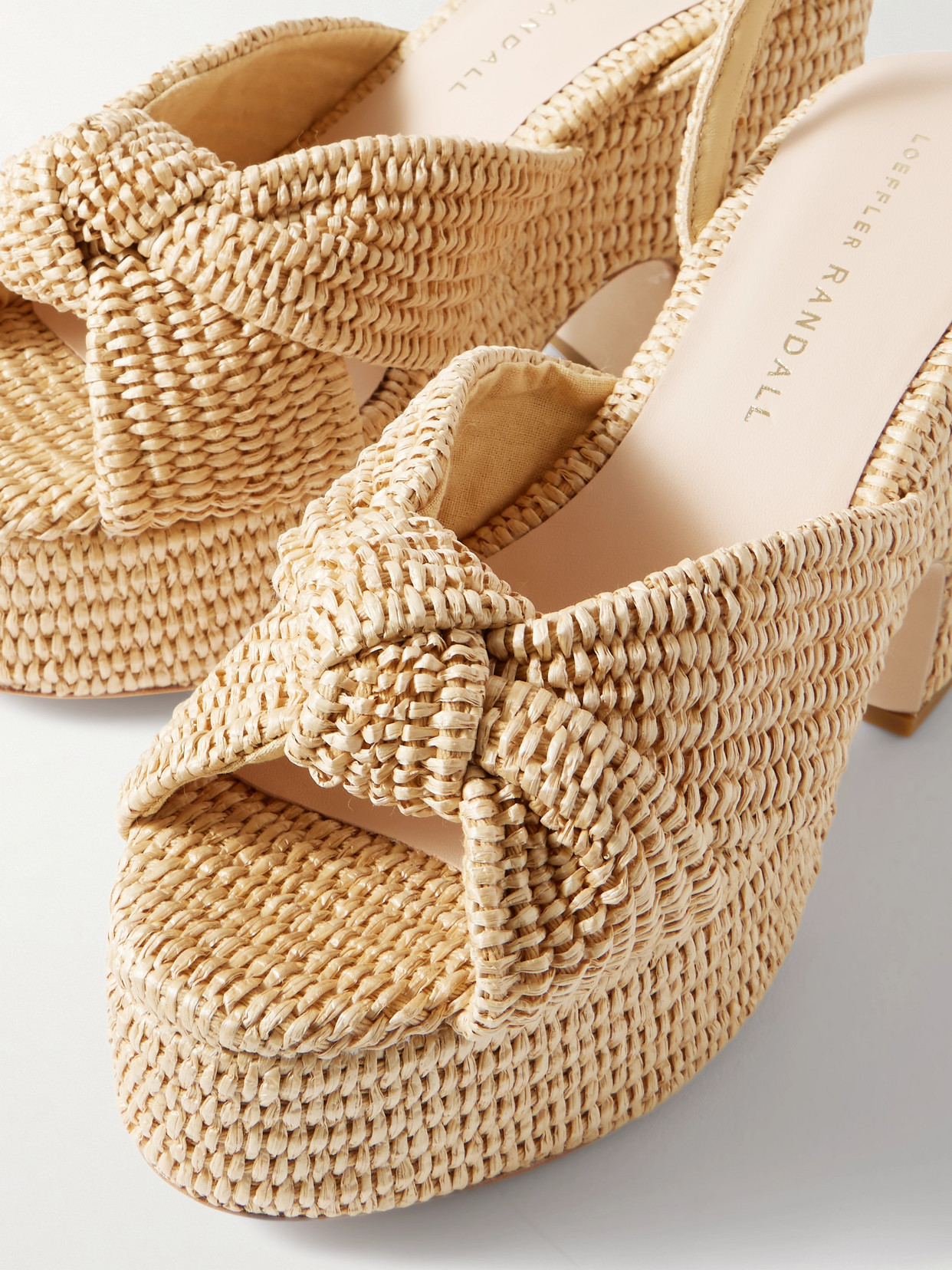 Shop Loeffler Randall Liza Raffia Platform Sandals In Neutrals