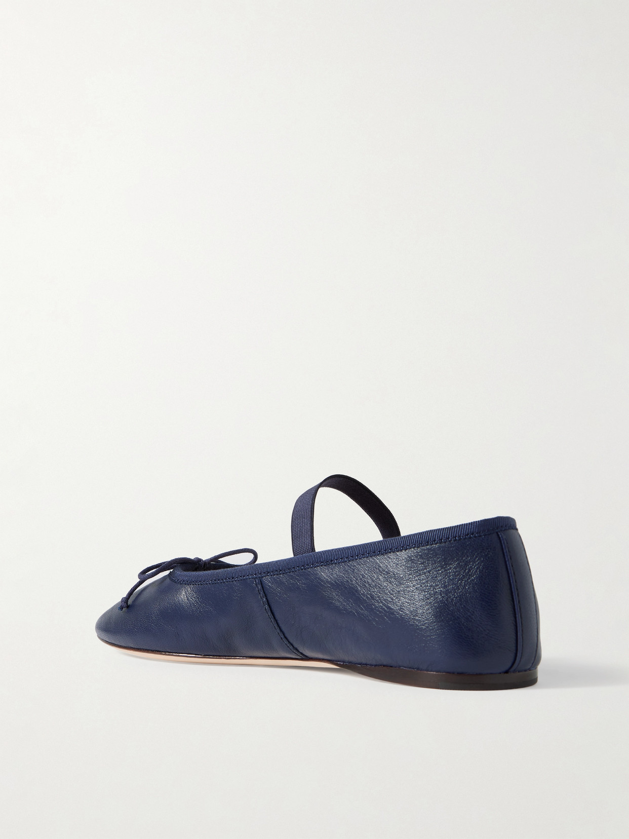Loeffler Randall Leonie Bow-embellished Leather Flats In Blue