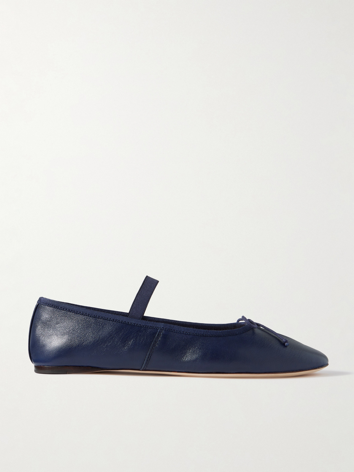 Loeffler Randall Leonie Bow-embellished Leather Flats In Blue