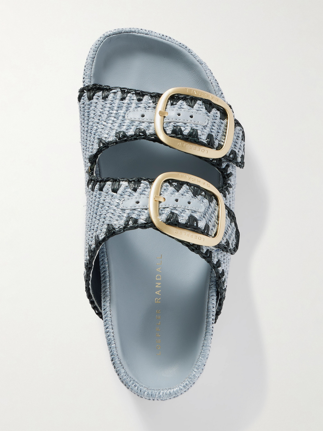 Loeffler Randall Theo Embroidered Raffia Platform Slides In Blue
