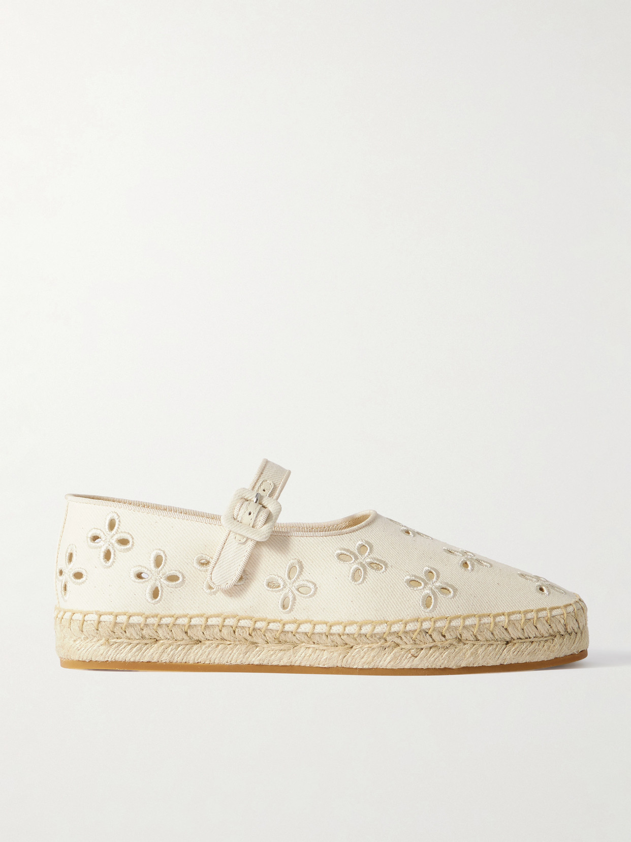 Loeffler Randall Clover Grosgrain-trimmed And Broderie Anglaise Canvas Espadrilles In Cream