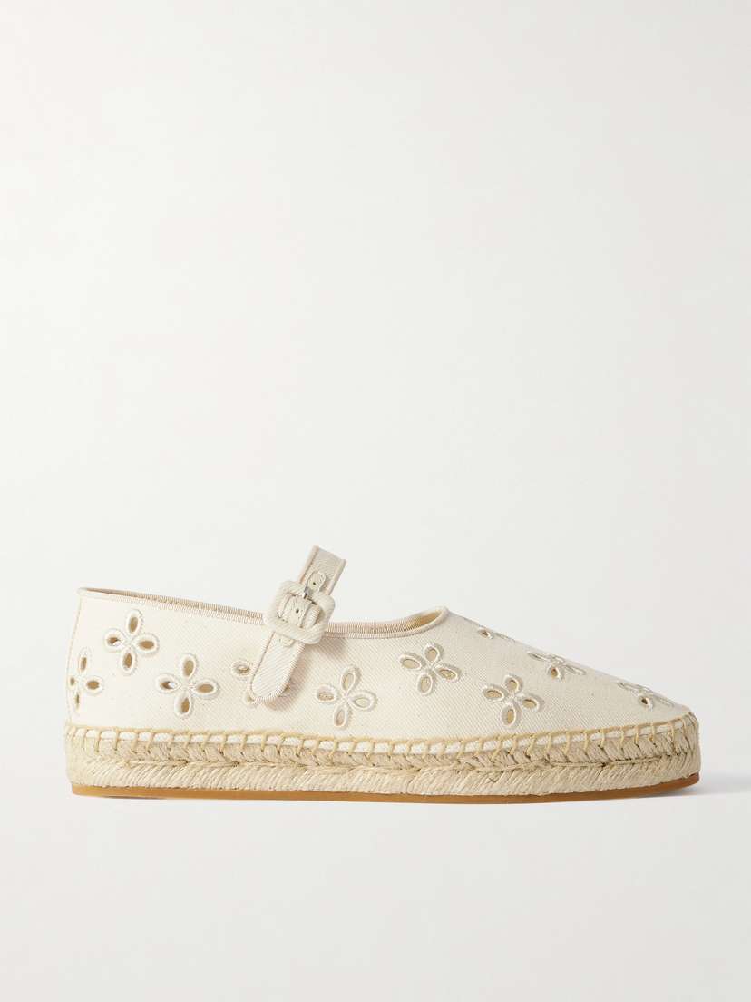 Loeffler Randall Clover Grosgrain-trimmed And Broderie Anglaise Canvas Espadrilles