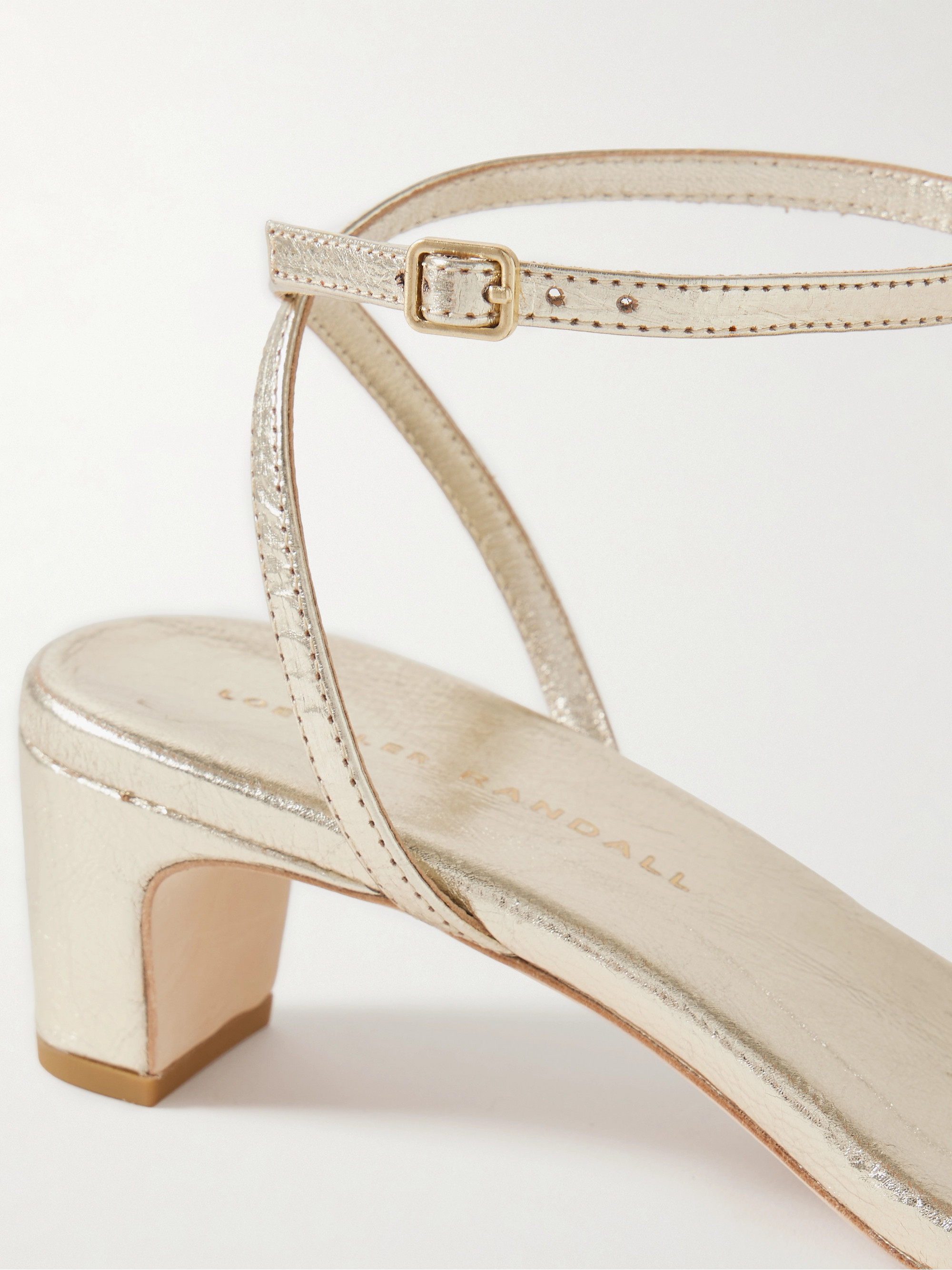 Loeffler Randall Alice metallic cracked-leather sandals thumbnail