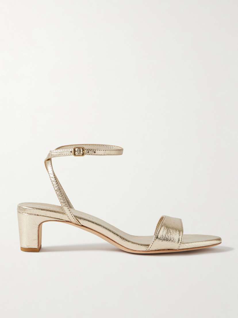 Loeffler Randall Alice Metallic Cracked-leather Sandals