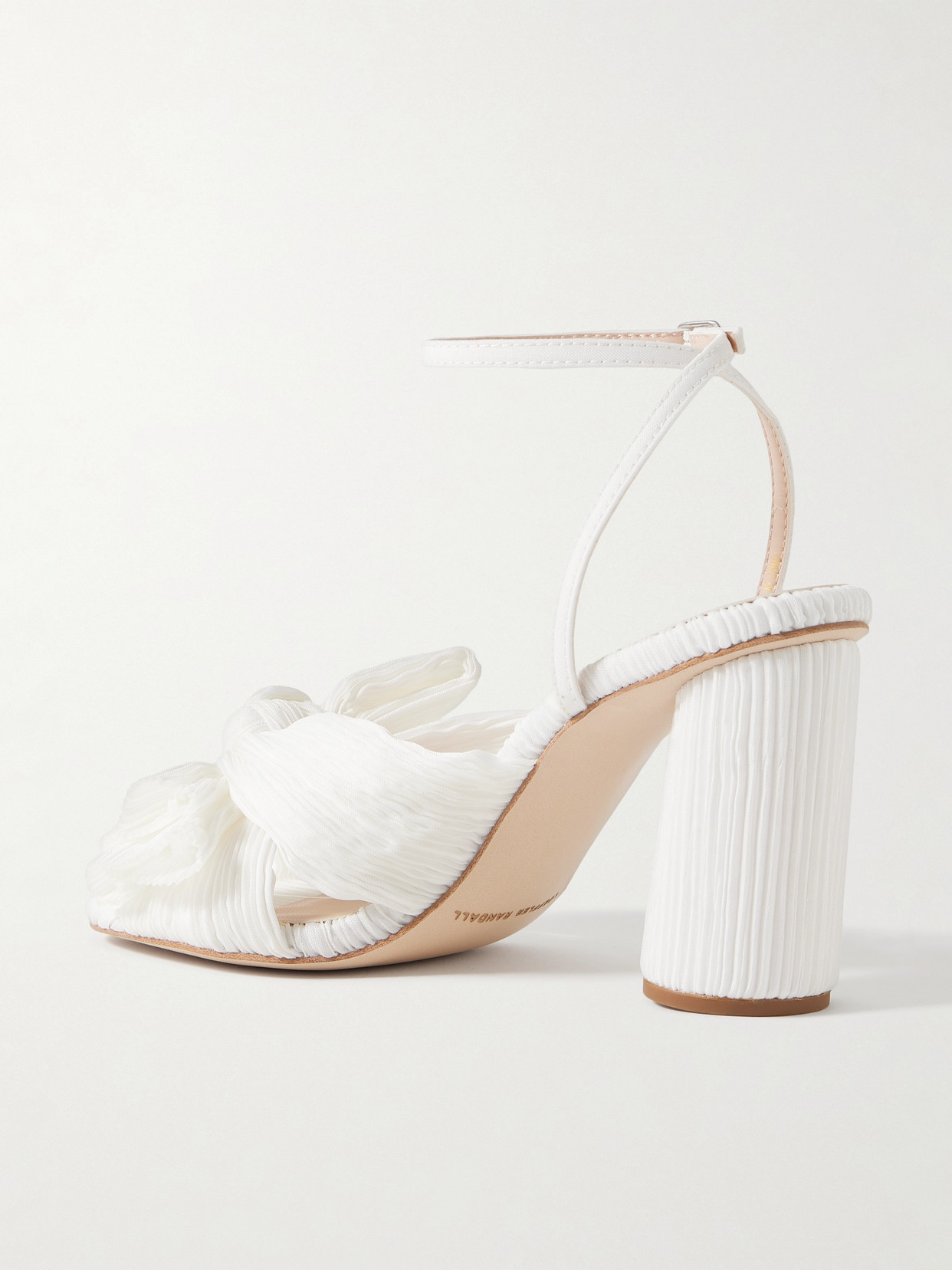 Camellia Bow-Embellished Plissé-Organza Sandals