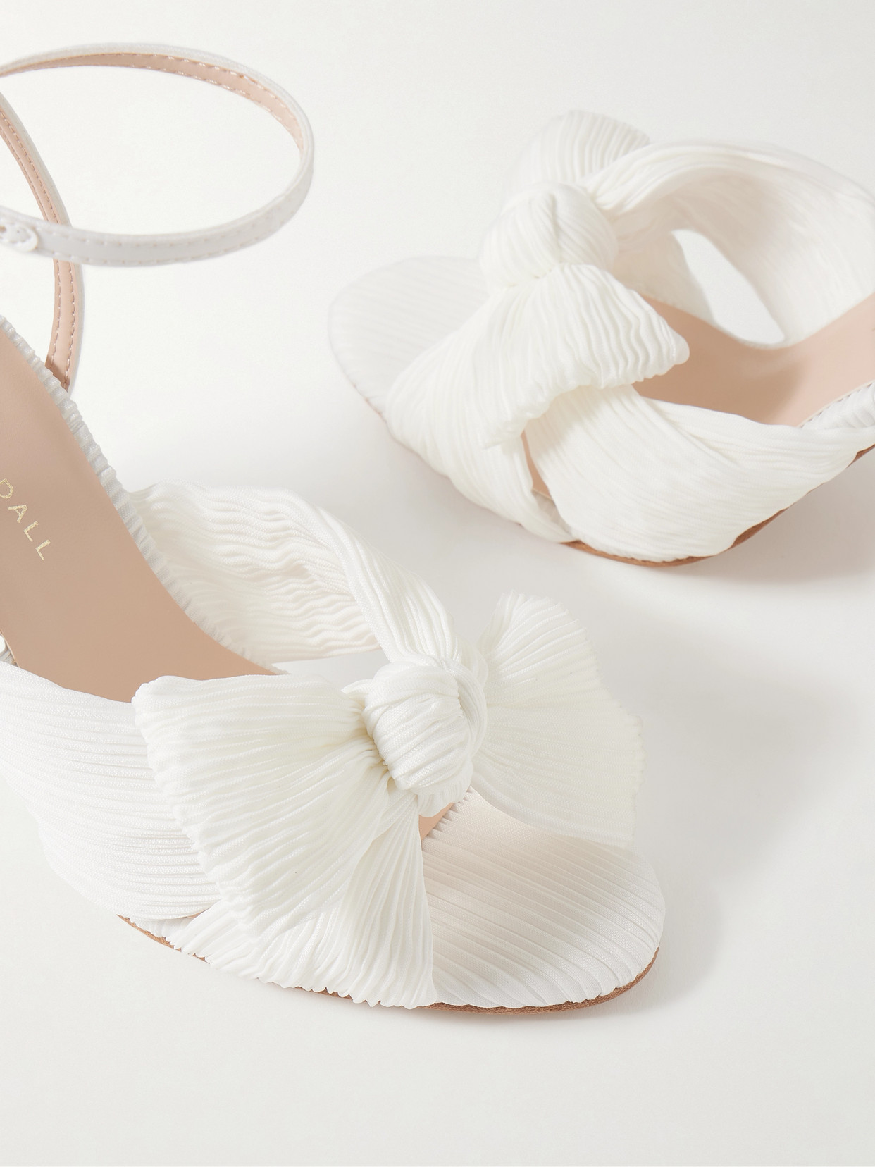 Camellia Bow-Embellished Plissé-Organza Sandals
