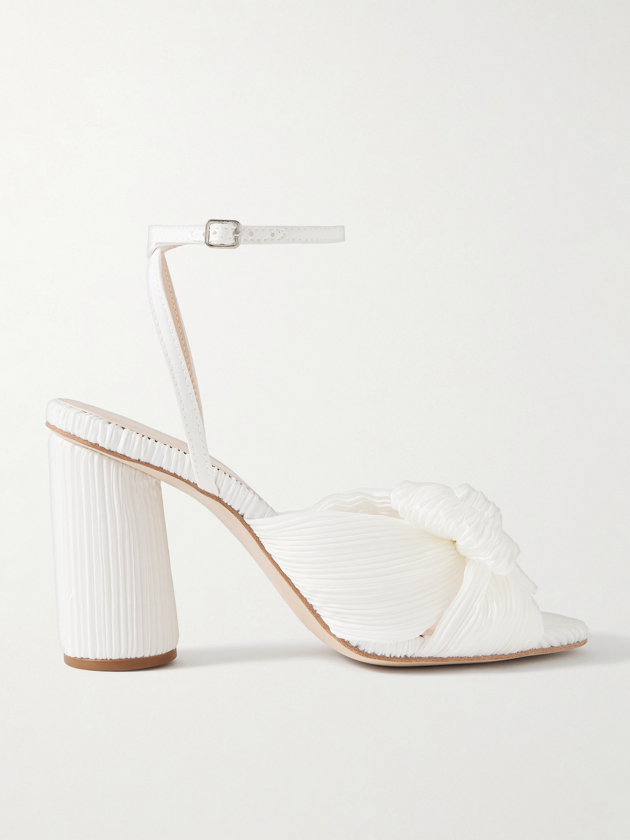 Loeffler Randall Camellia Bow-embellished Plissé-organza Sandals In White