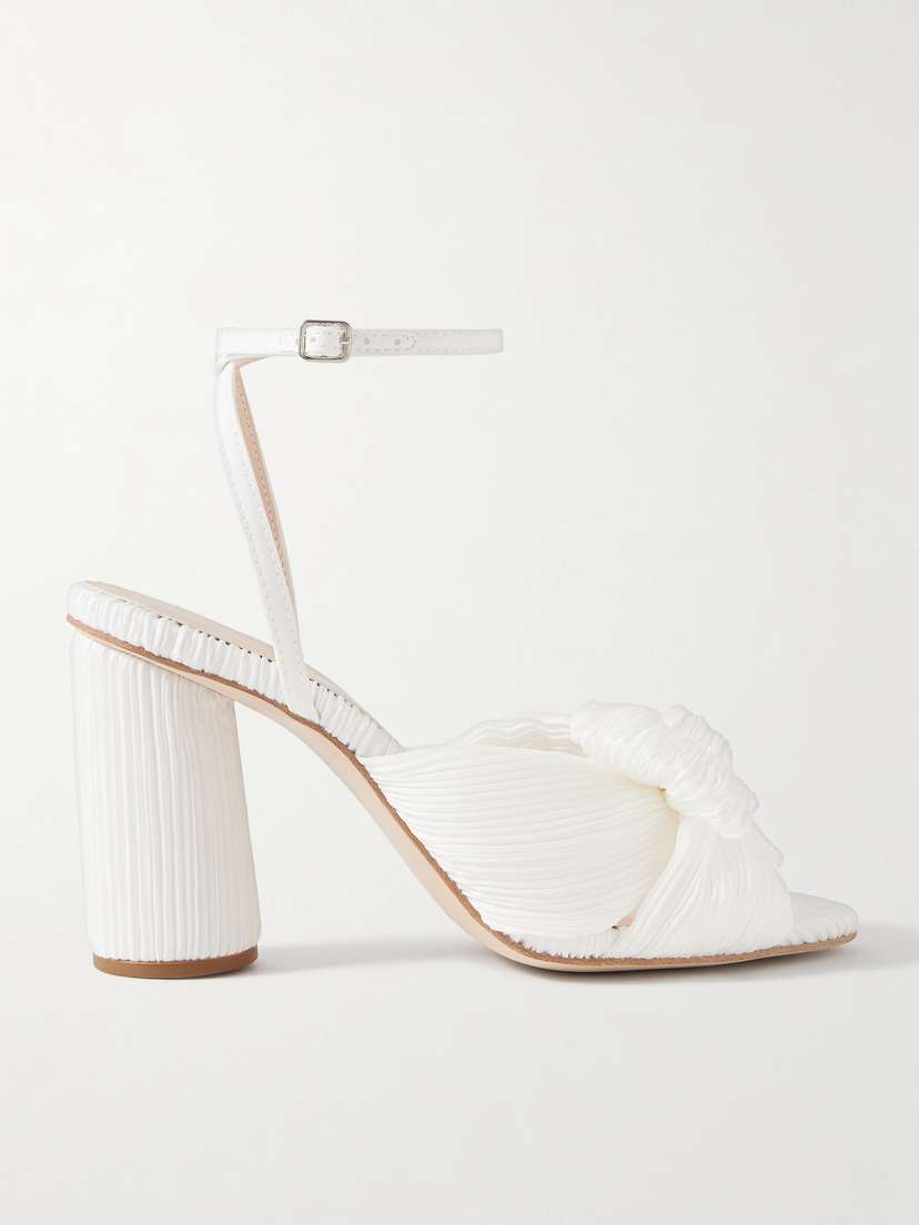 Loeffler Randall Camellia Bow-embellished Plissé-organza Sandals