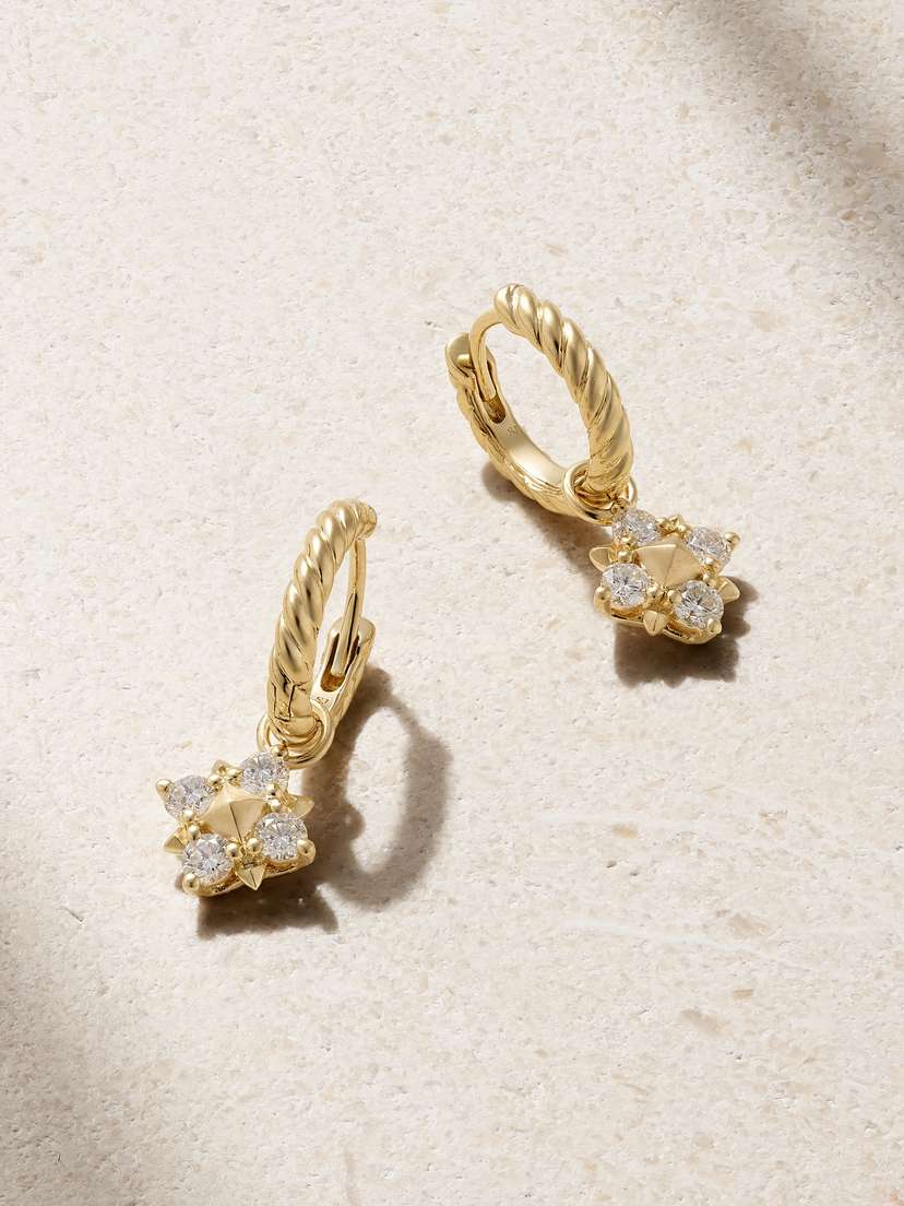 David Yurman Petite Modern Renaissance 18-karat Gold Diamond Hoop Earrings