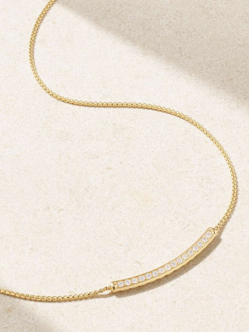 David Yurman Petite Pavé 18-karat Gold Diamond Necklace
