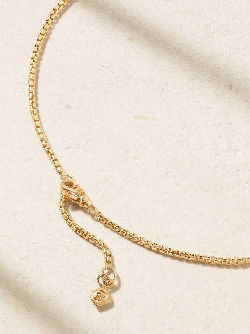 David Yurman Hollow Box Chain 18-karat Gold Necklace - side view in Gold