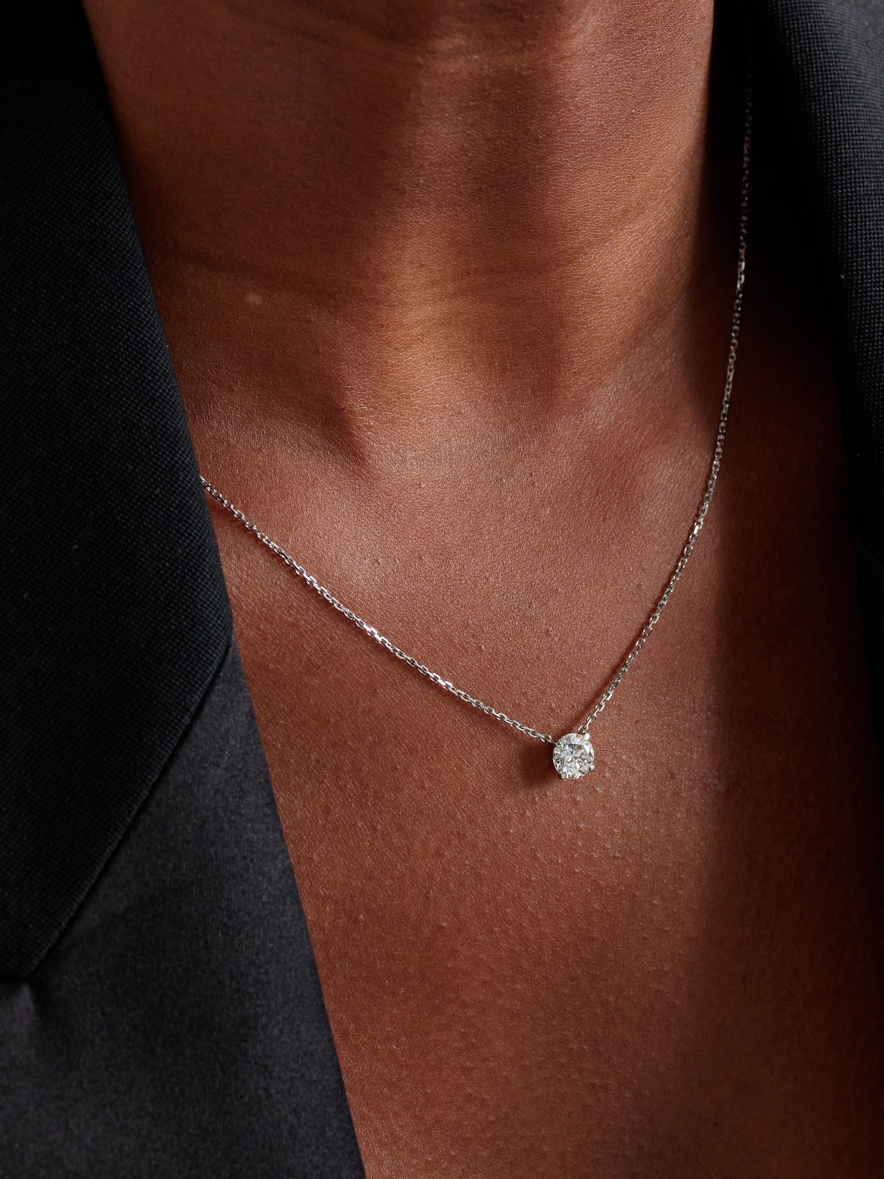 David Morris 18-karat White Gold Diamond Necklace In Silver