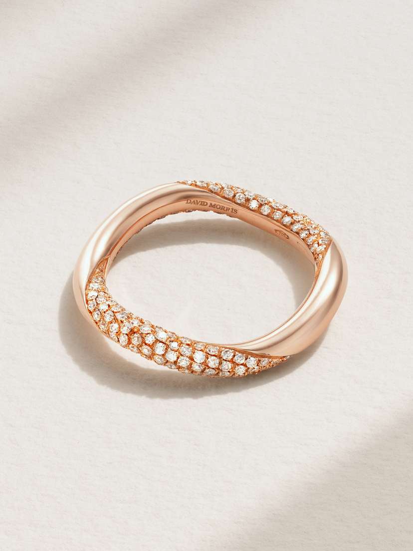 David Morris Wave 18-karat Rose Gold Diamond Ring