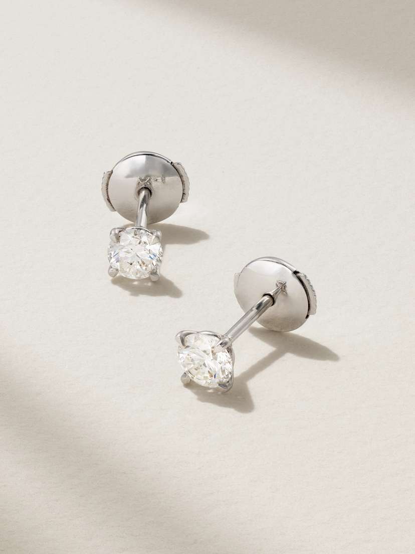 David Morris 18-karat White Gold Diamond Earrings