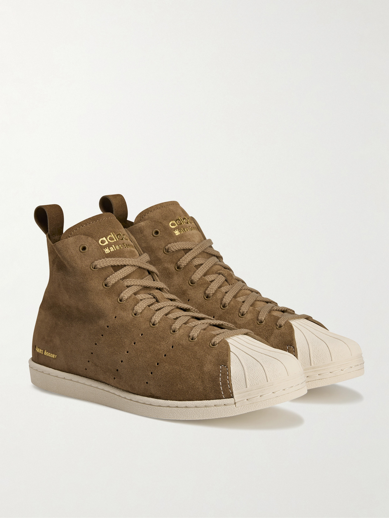 Adidas Originals + Wales Bonner Superstar Hi Perforated Suede Sneakers