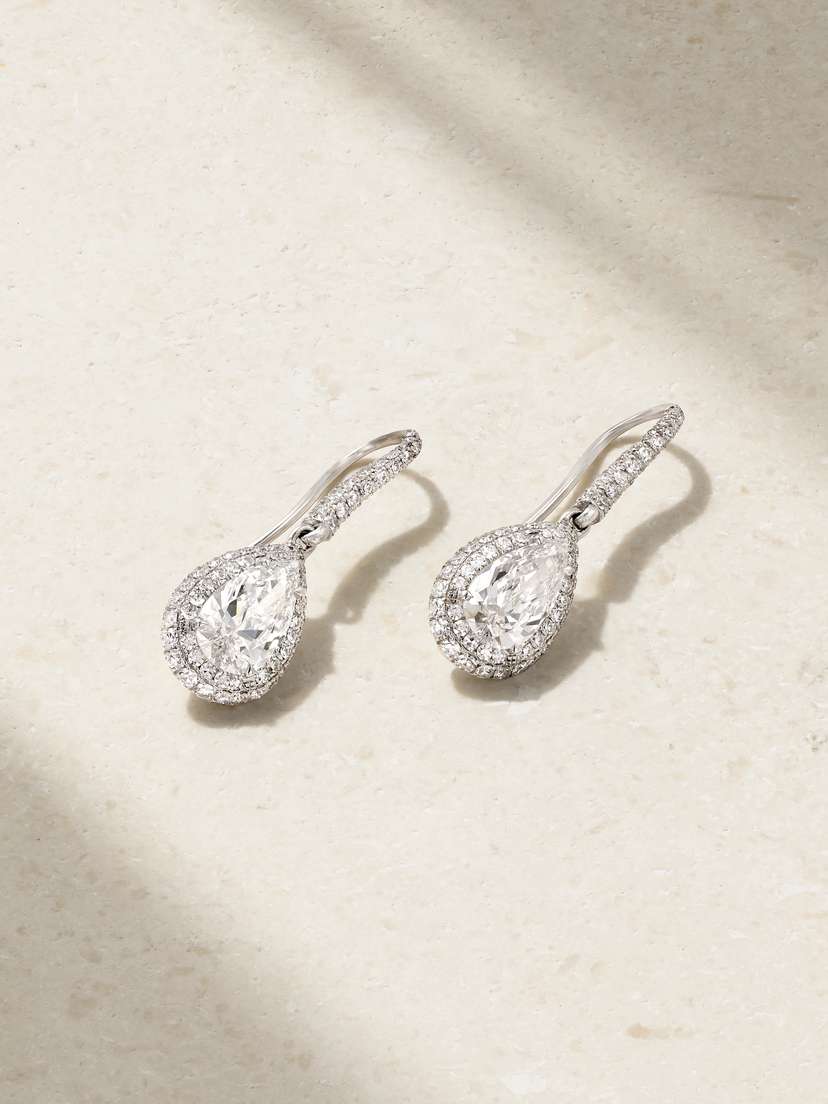 David Morris 18-karat White Gold Diamond Earrings