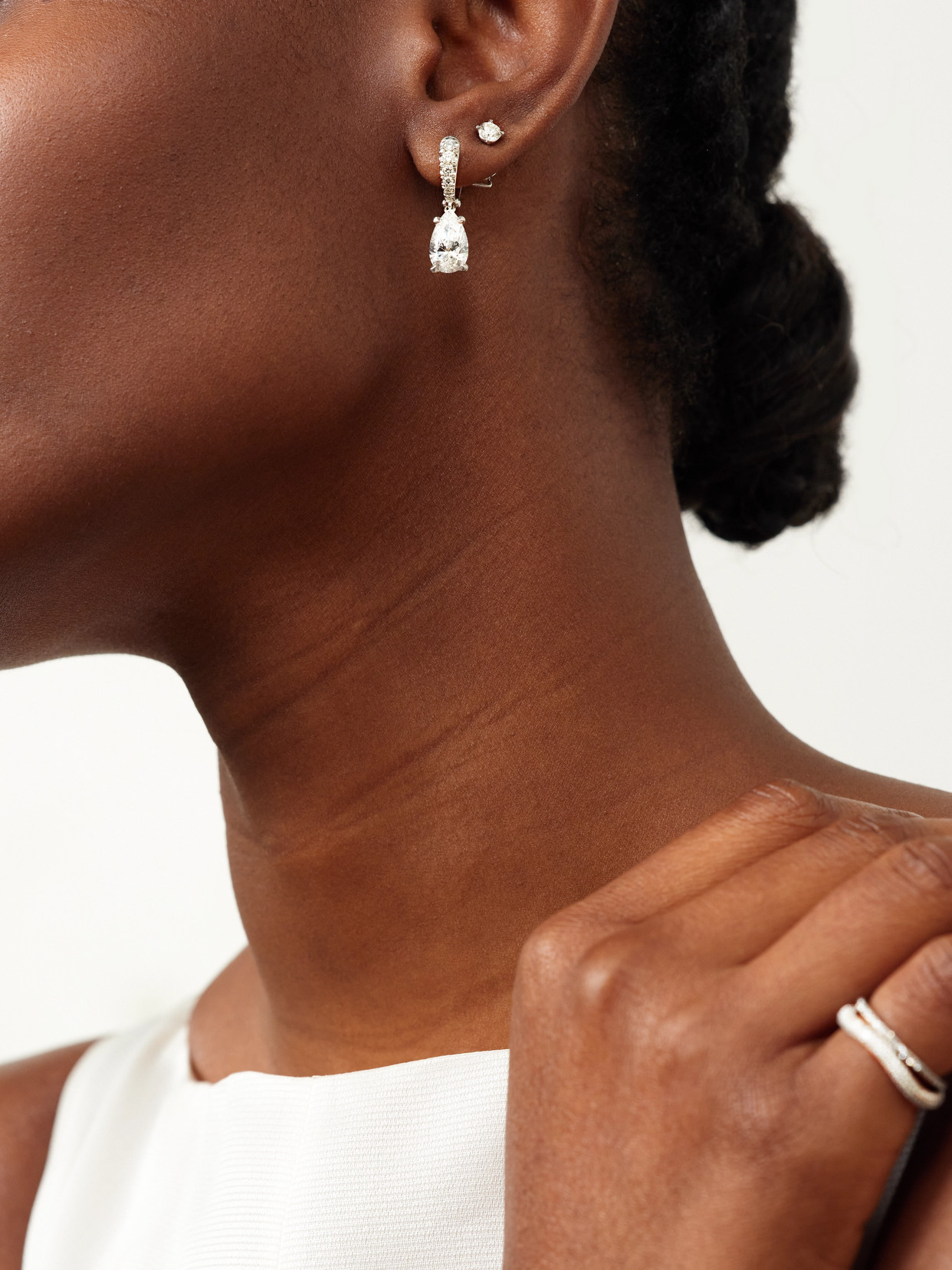 David Morris 18-karat White Gold Diamond Hoop Earrings In Silver