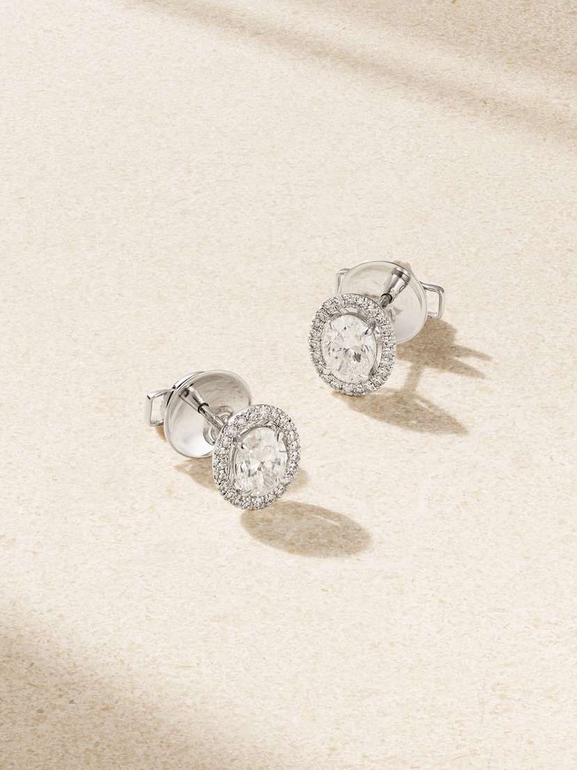 David Morris 18-karat White Gold Diamond Earrings