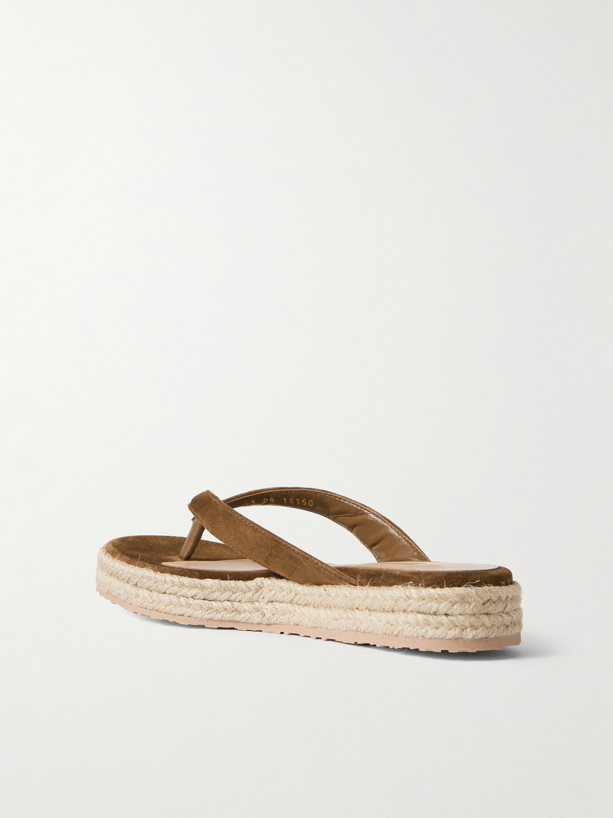 Gianvito Rossi Embellished Suede Platform Espadrille Flip Flops In Brown