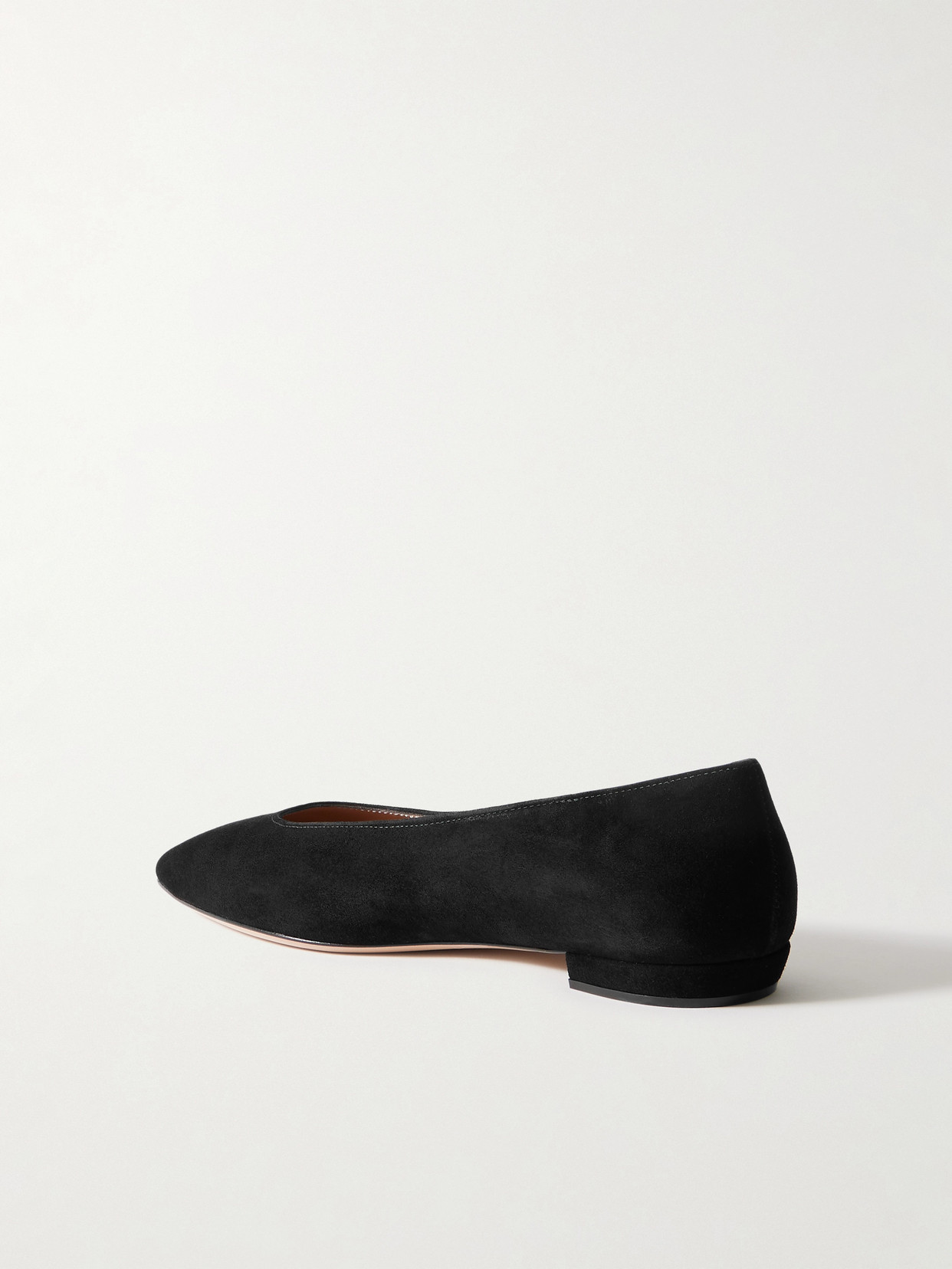 Shop Gianvito Rossi Amelia Suede Point-toe Flats In Black