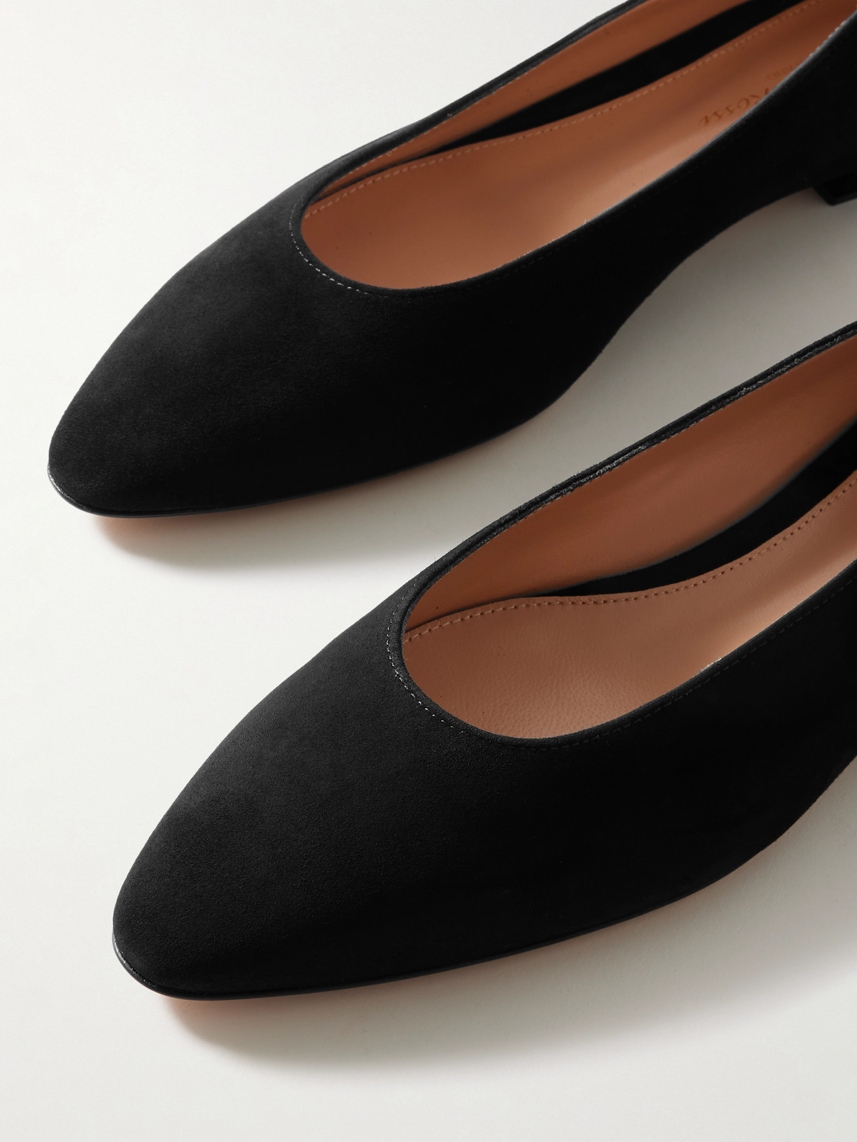 Shop Gianvito Rossi Amelia Suede Point-toe Flats In Black