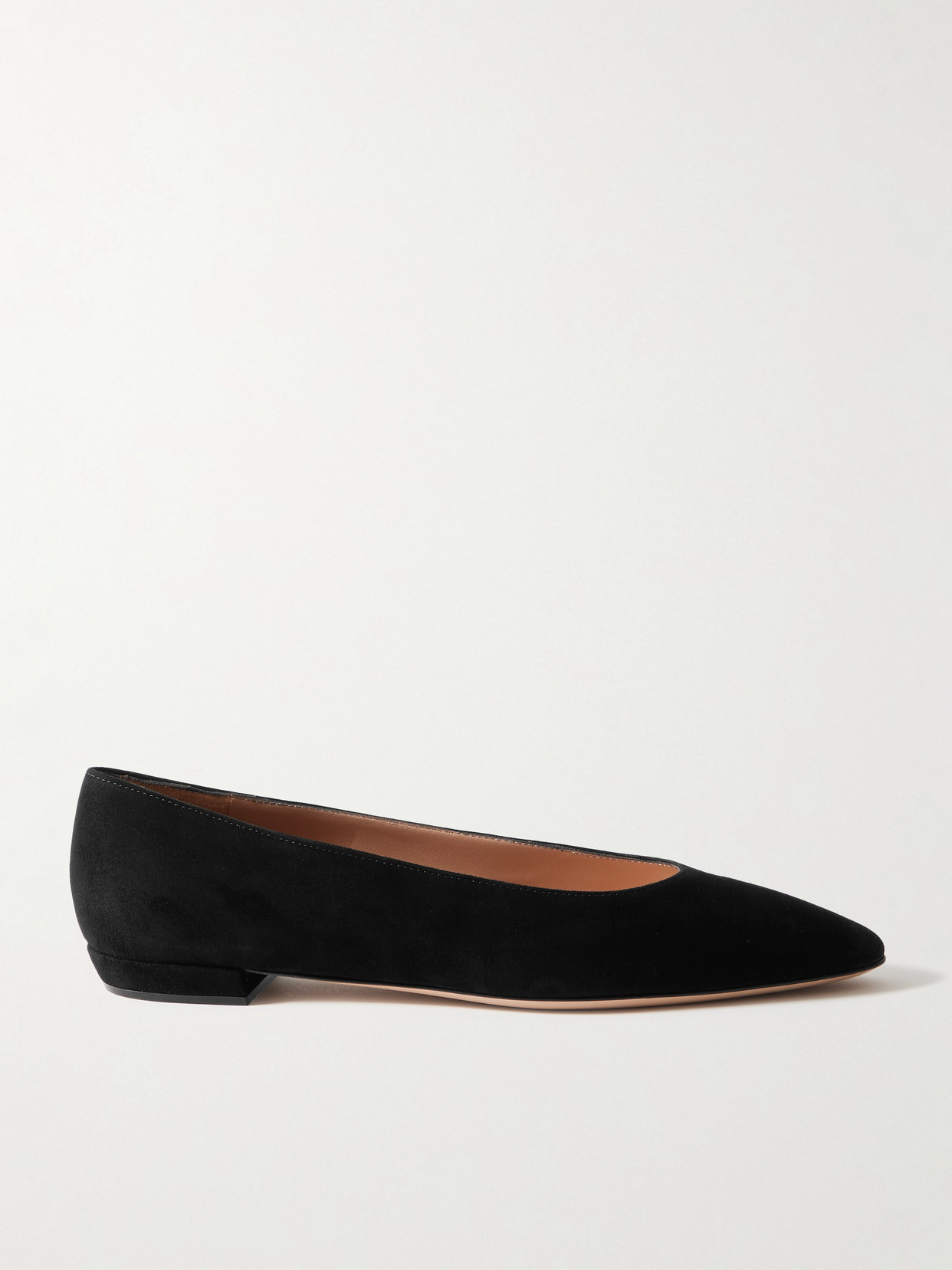 Shop Gianvito Rossi Amelia Suede Point-toe Flats In Black
