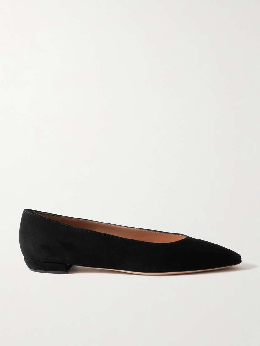 Gianvito Rossi Amelia Suede Point-toe Flats