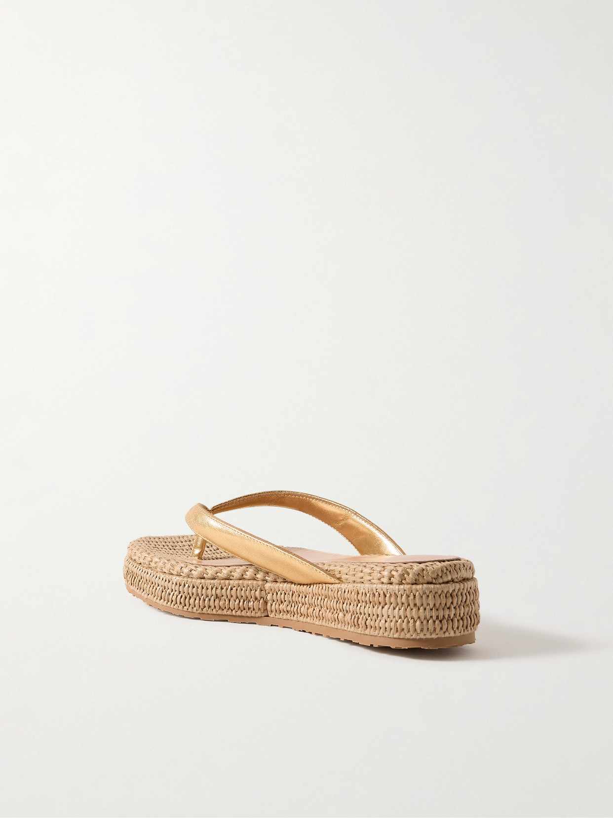 Gianvito Rossi 40 Metallic Leather Platform Flip Flops In Gold