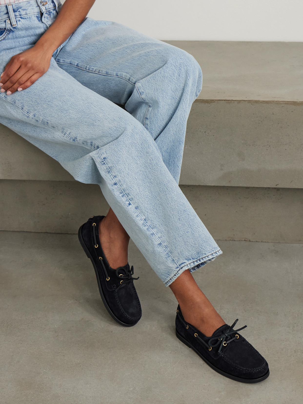 Gianvito Rossi Suede Boat Shoes In Blue