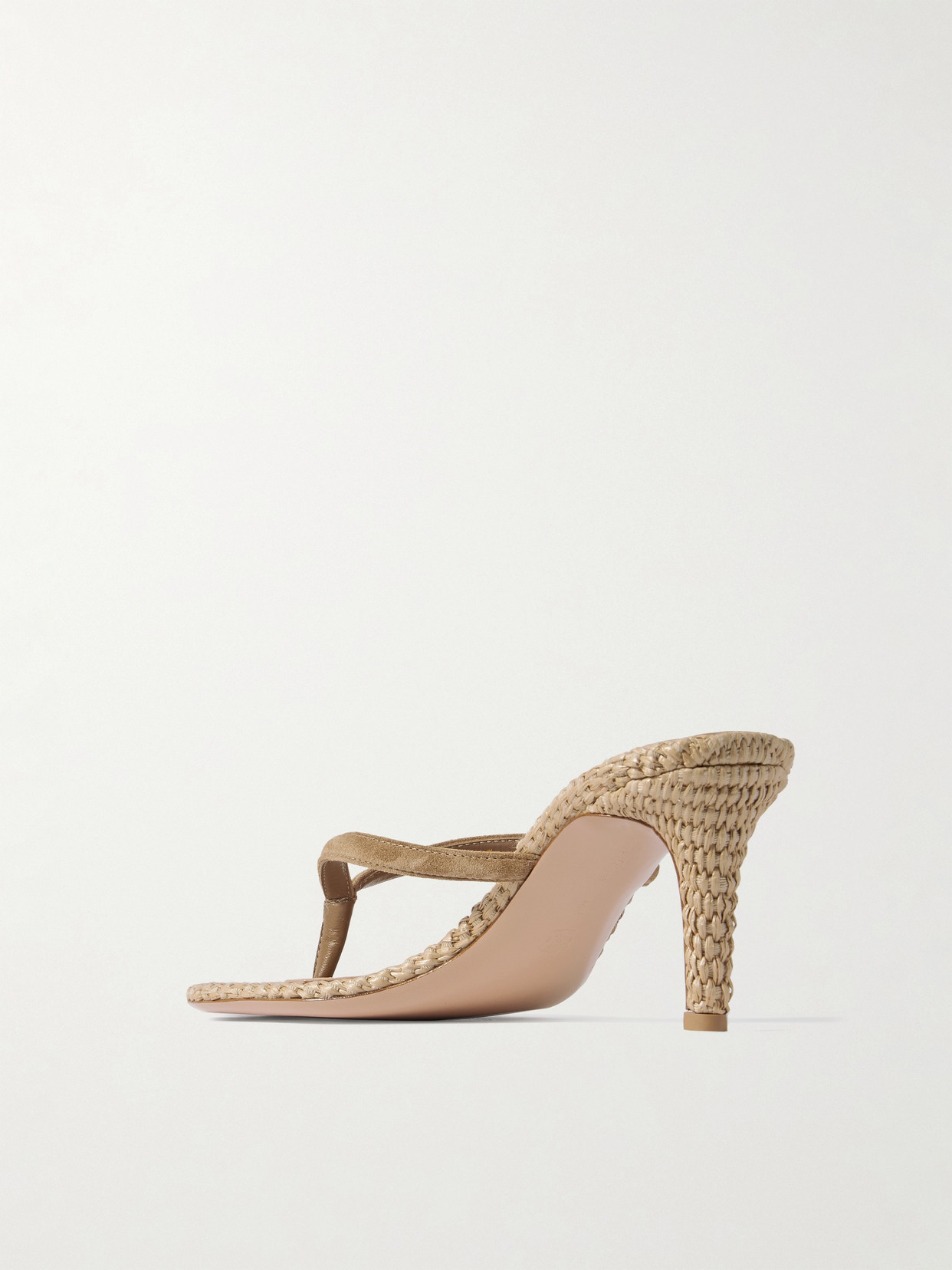Gianvito Rossi Suede Raffia Heeled Thong Sandals In Neutral