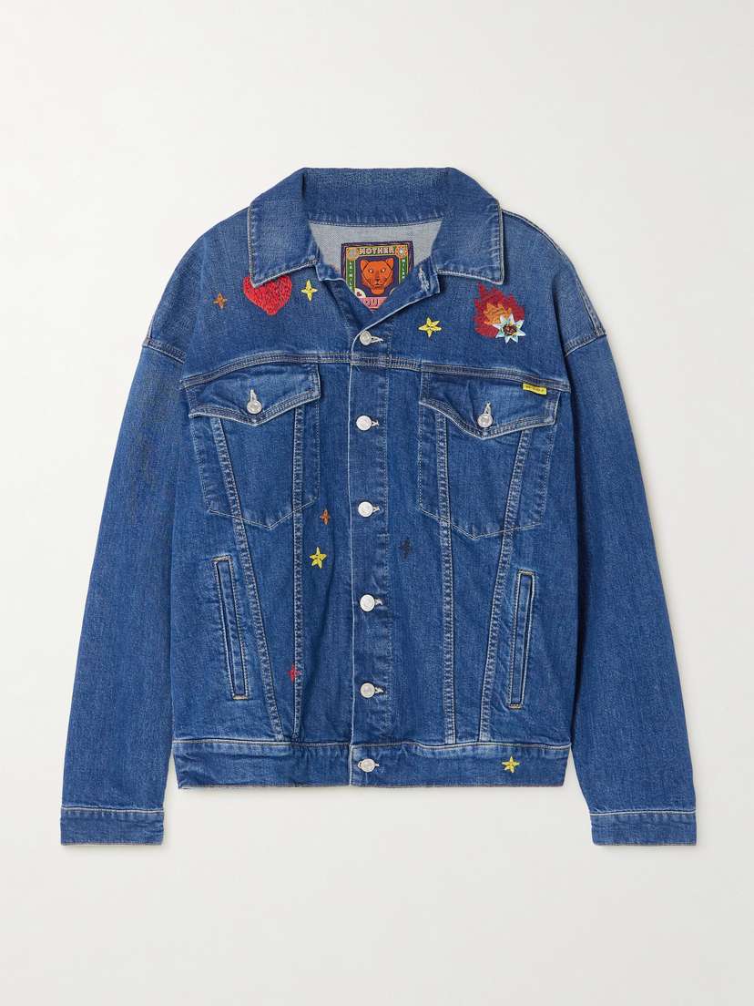 Mother + La Doublej The Drop It Drifter Embroidered Denim Jacket
