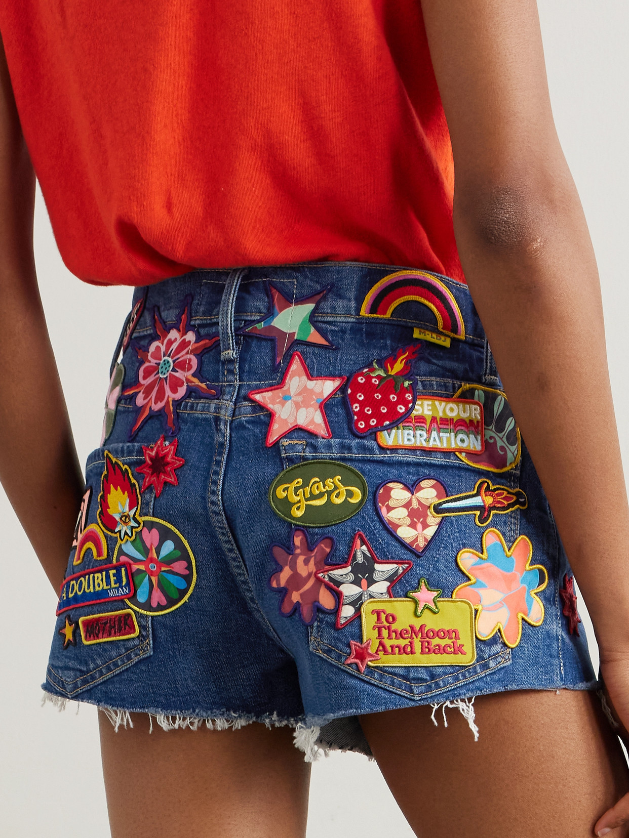 Mother La Doublej X The Dodger Shorts Shorts Fray Patch It Up In Blue