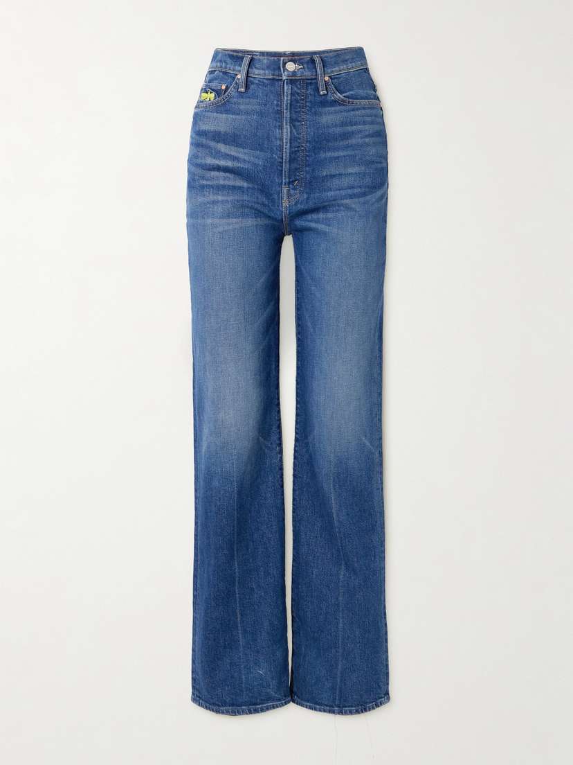 Mother + La Doublej The Tune Up Maven Sneak Embroidered High-rise Straight-leg Jeans