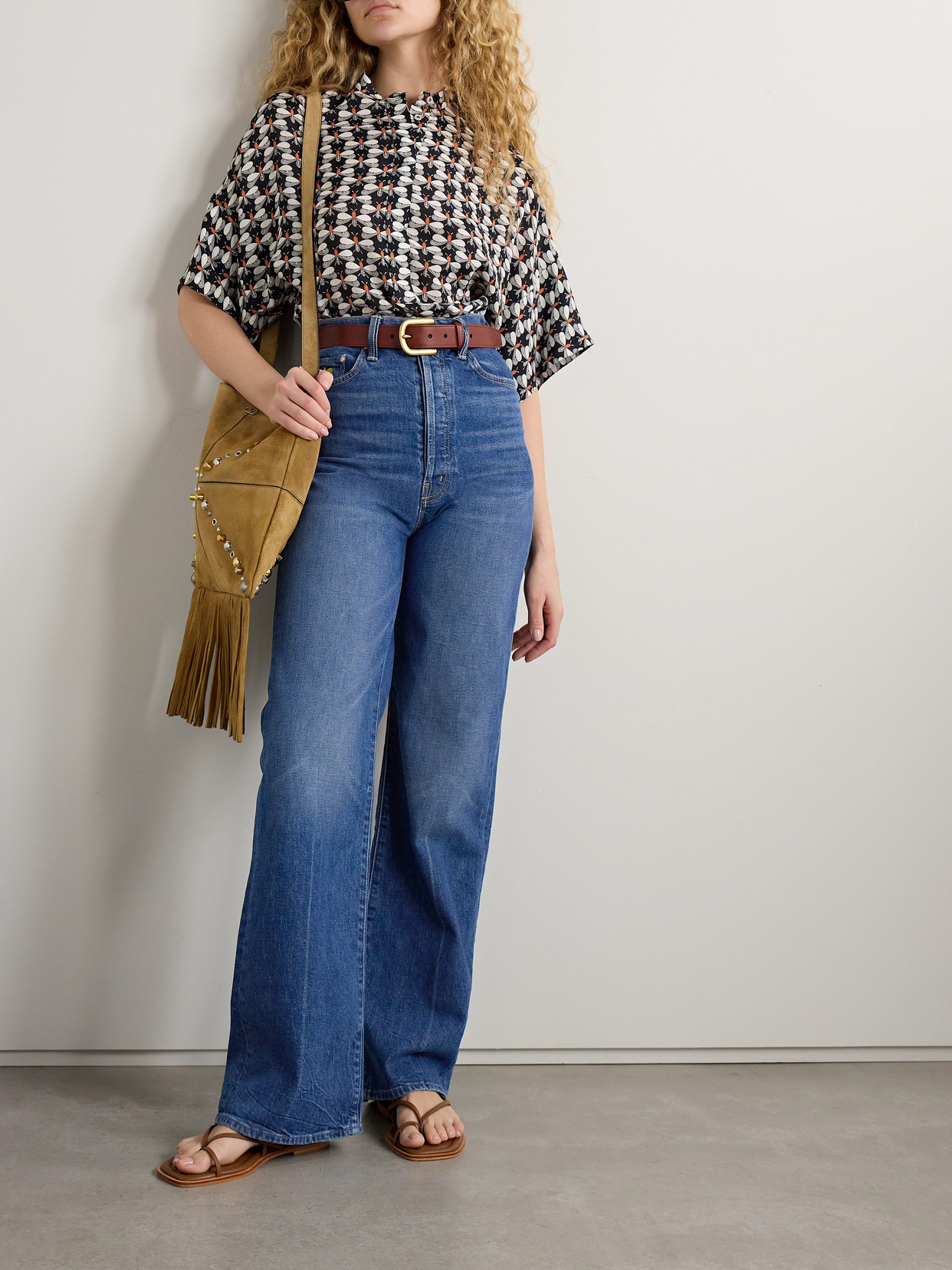 Mother + La Doublej The Tune Up Maven Sneak Embroidered High-rise Straight-leg Jeans In Blue