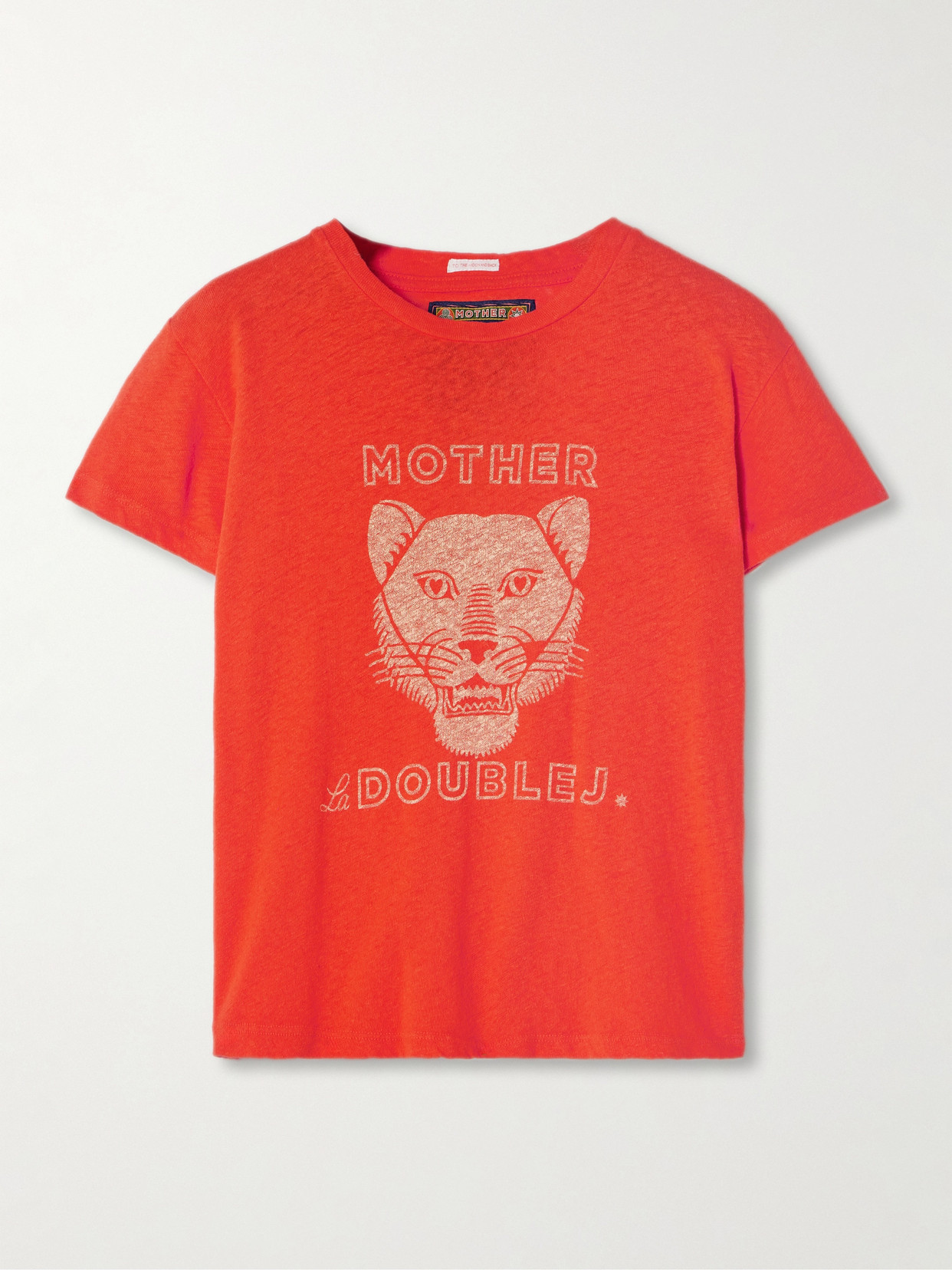 MOTHER + LA DOUBLEJ THE SINFUL PRINTED LINEN AND COTTON-BLEND JERSEY T-SHIRT