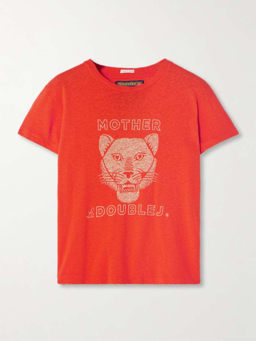 Mother + La Doublej The Sinful Printed Linen And Cotton-blend Jersey T-shirt