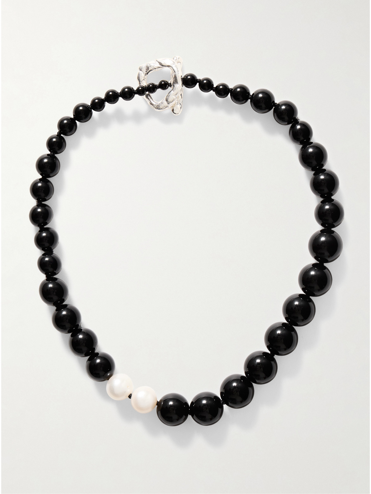 Completedworks Recycled Silver, Onyx And Pearl Necklace In Black