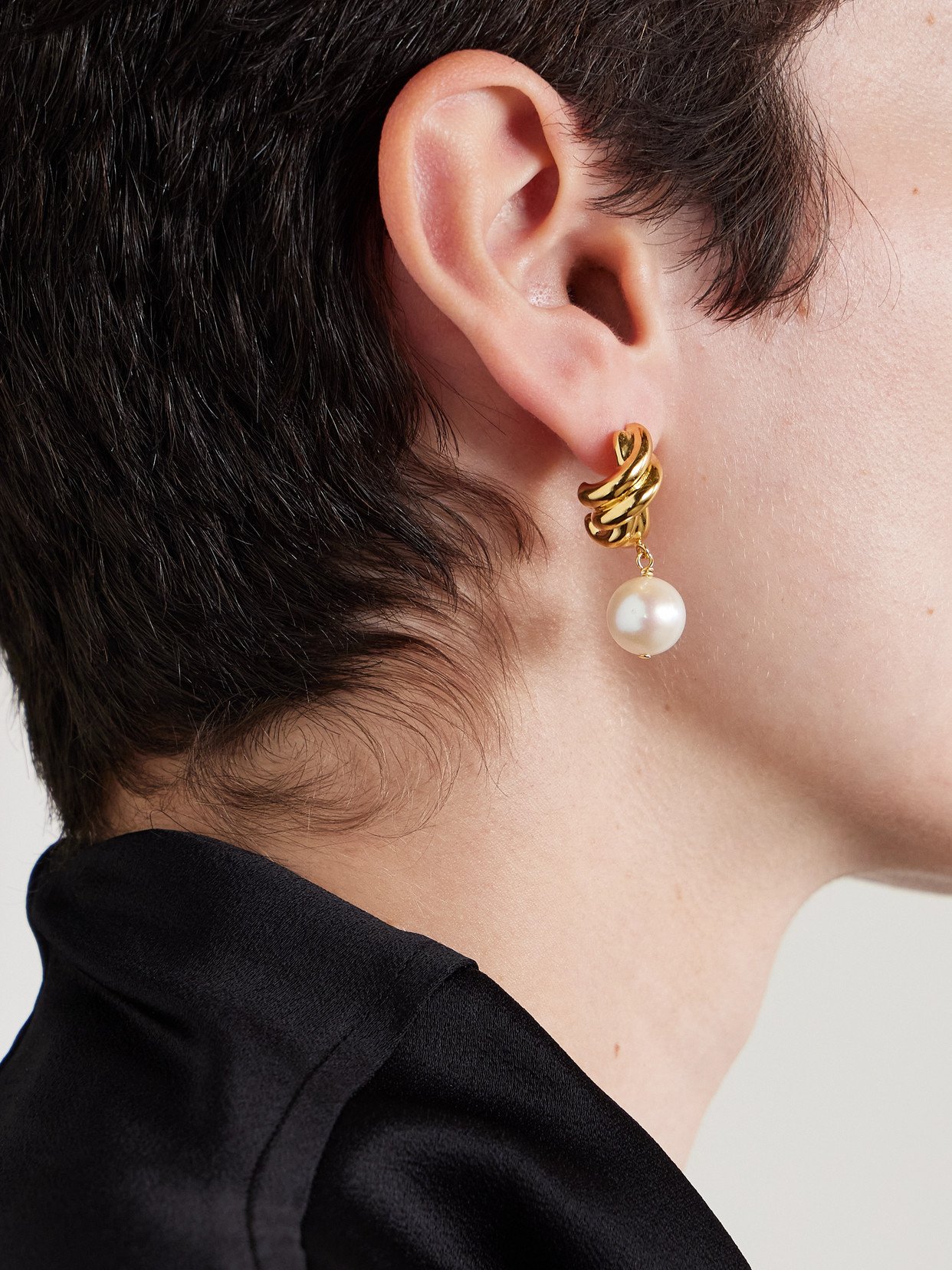 Completedworks Knotted Pearl-pendant Earrings In Gold