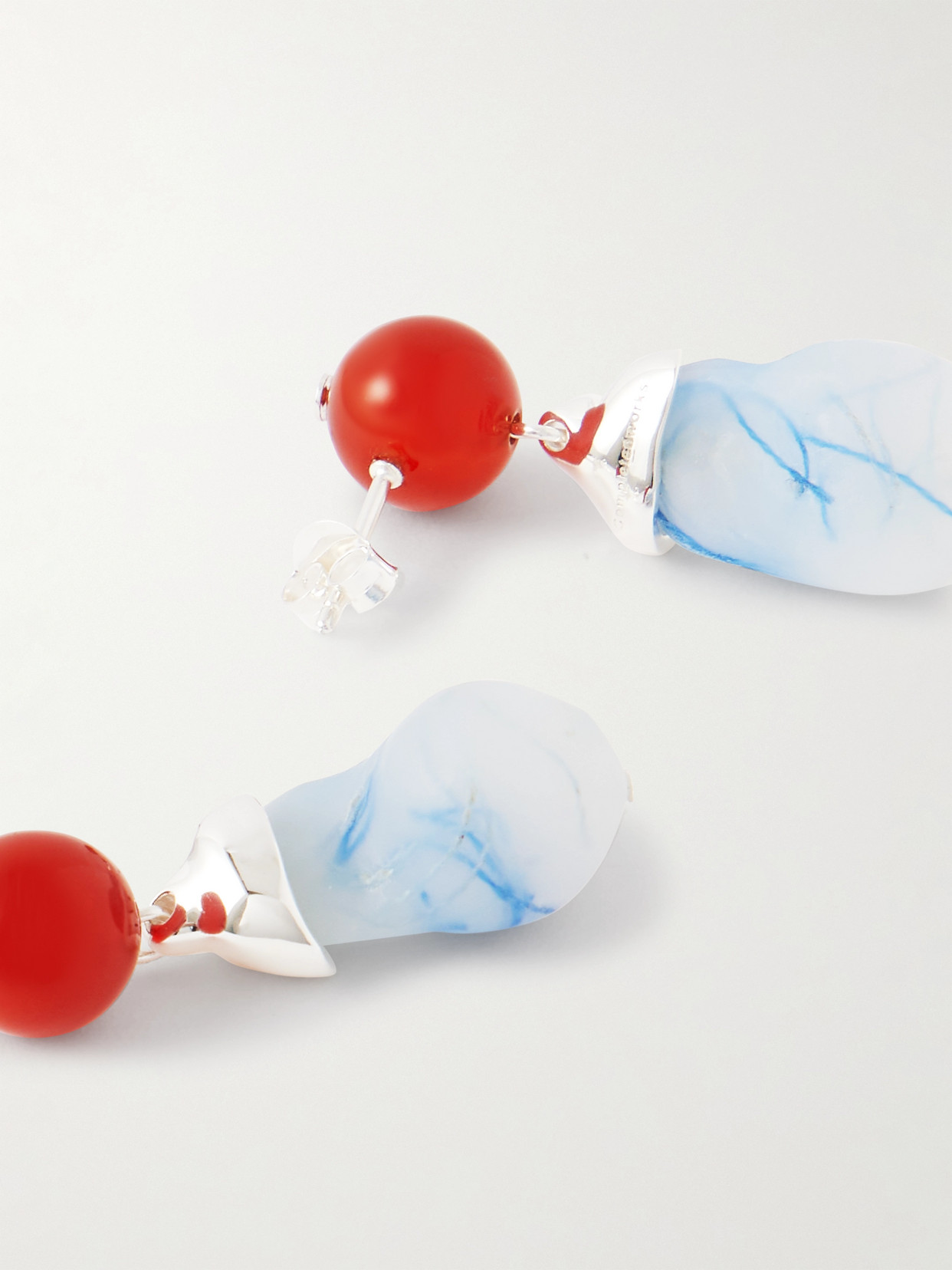 Completedworks Recycled Silver, Resin And Agate Earrings In Blue