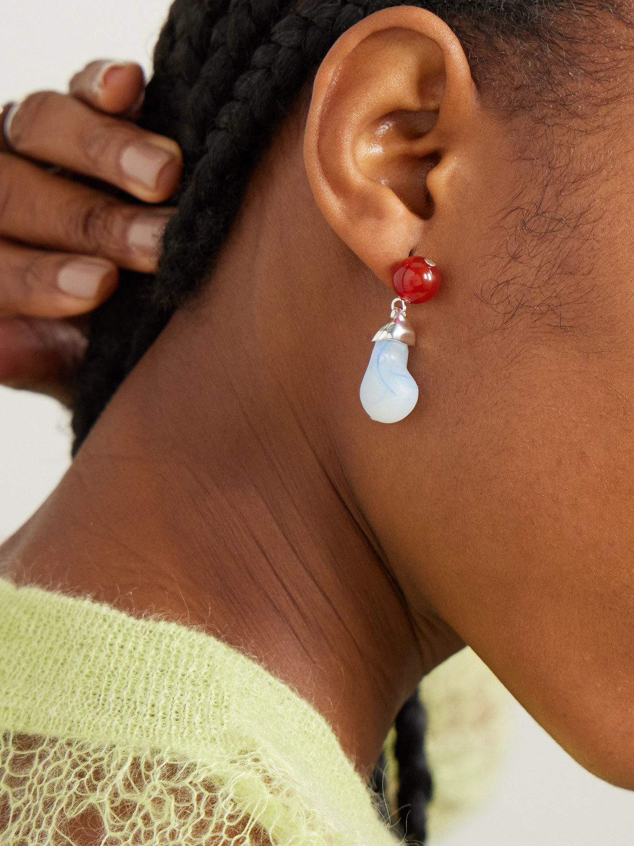 Completedworks Recycled Silver, Resin And Agate Earrings In Blue