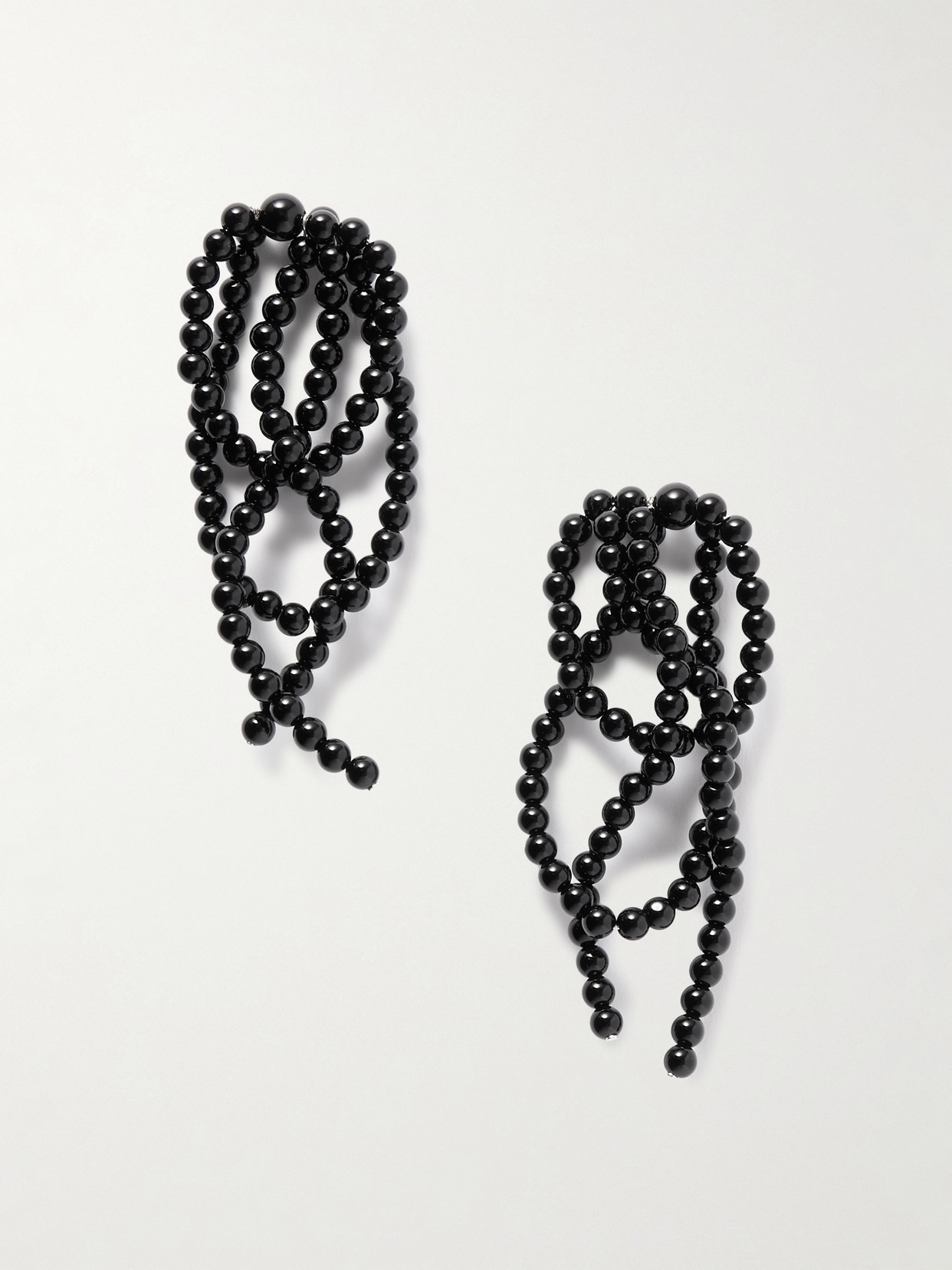 Completedworks Recycled Silver Onyx Beaded Earrings In Black