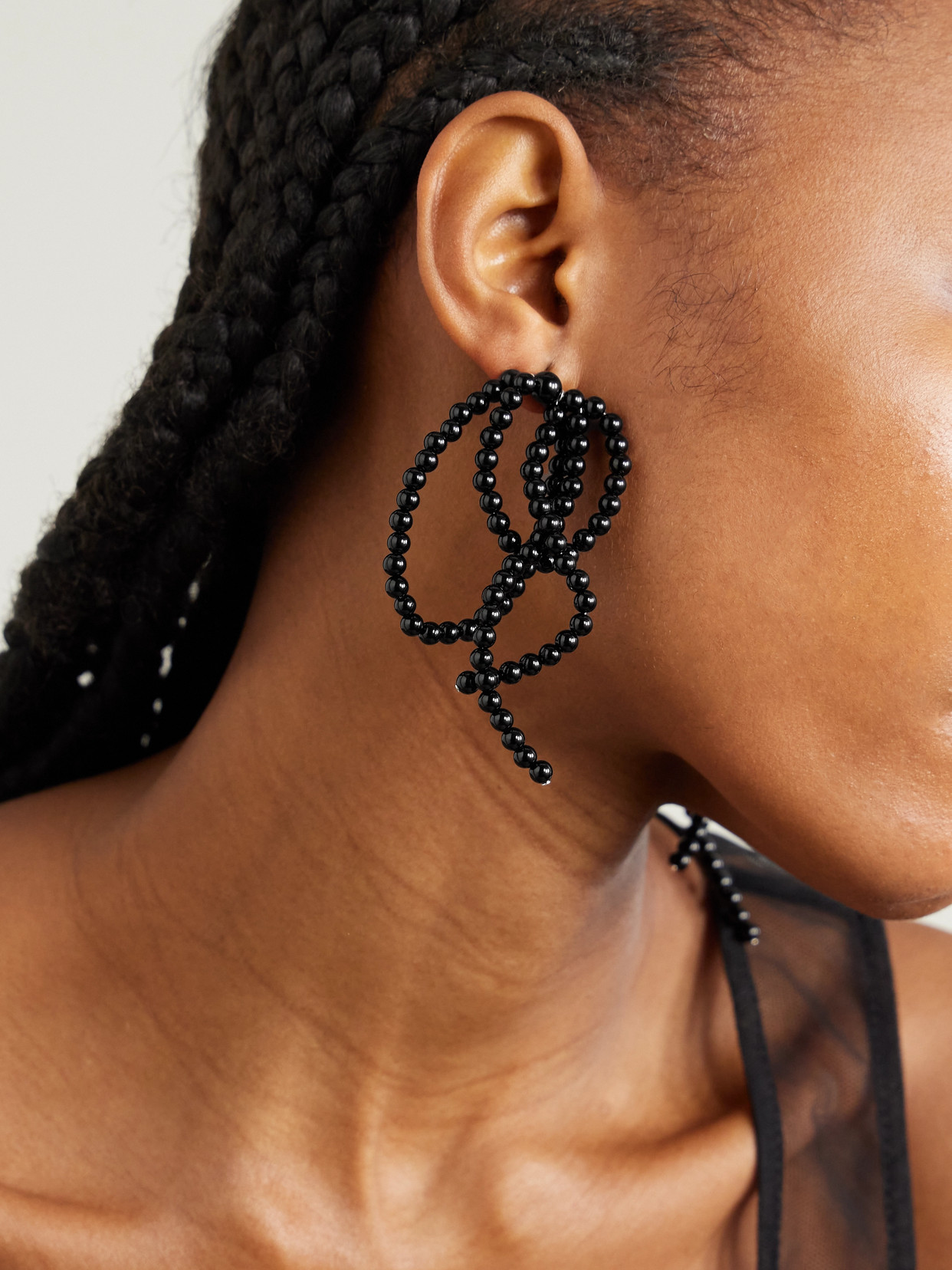 Completedworks Recycled Silver Onyx Beaded Earrings In Black