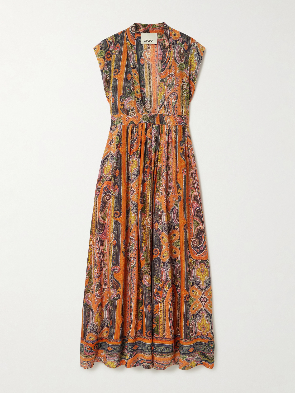Isabel Marant Melissa Belted Paisley-print Silk Maxi Dress In Orange