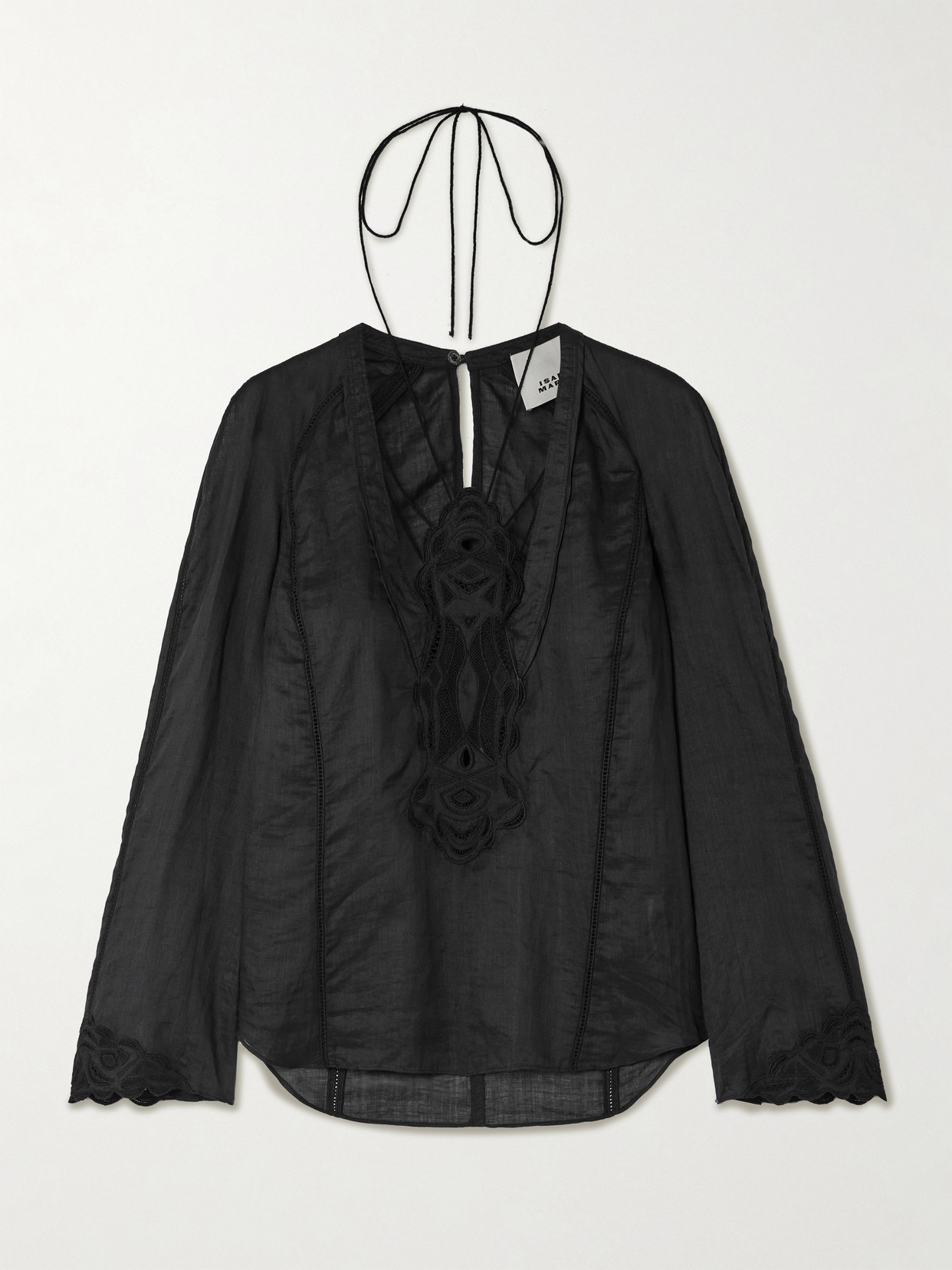Isabel Marant Luna Broderie Anglaise Ramie Blouse In Black