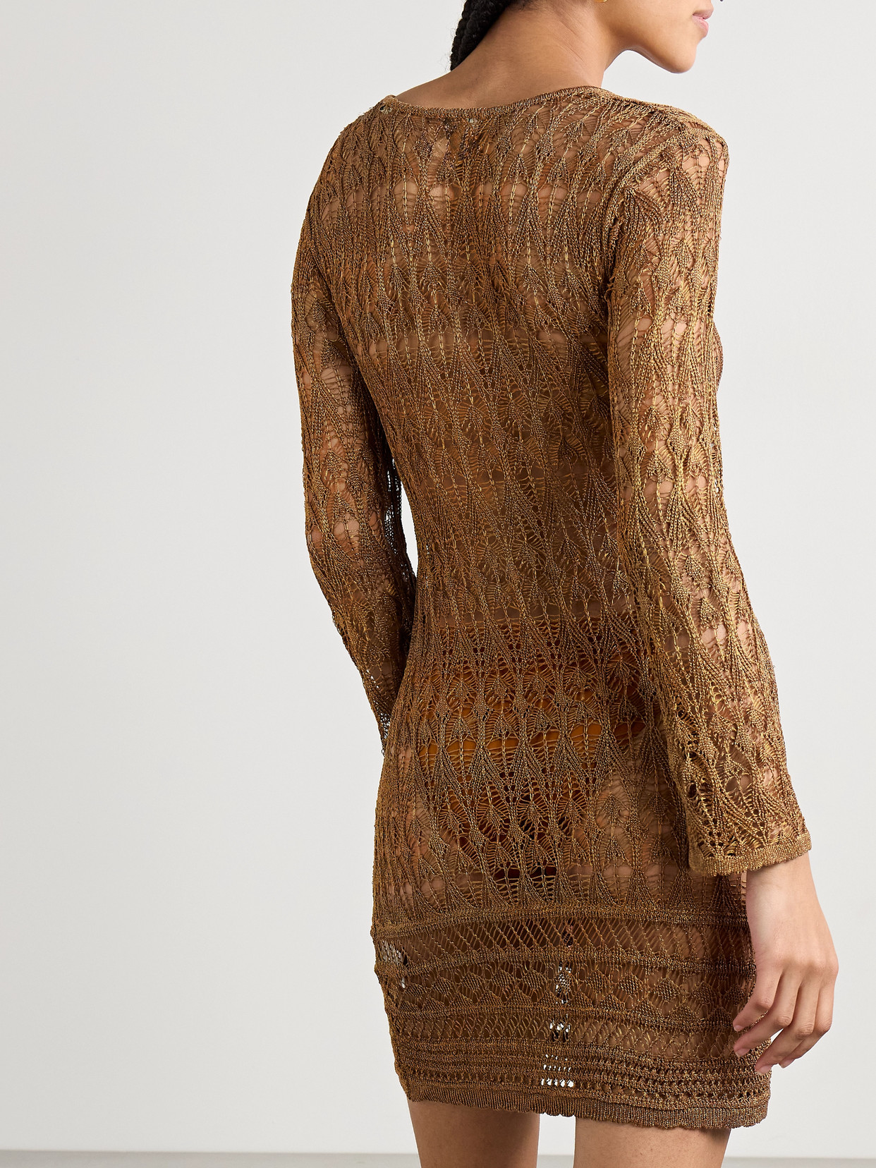 ISABEL MARANT PIA METALLIC CROCHETED MINI DRESS 